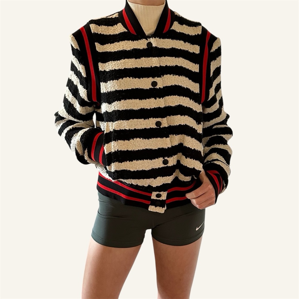 MSGM Striped Tweed Bomber Jacket